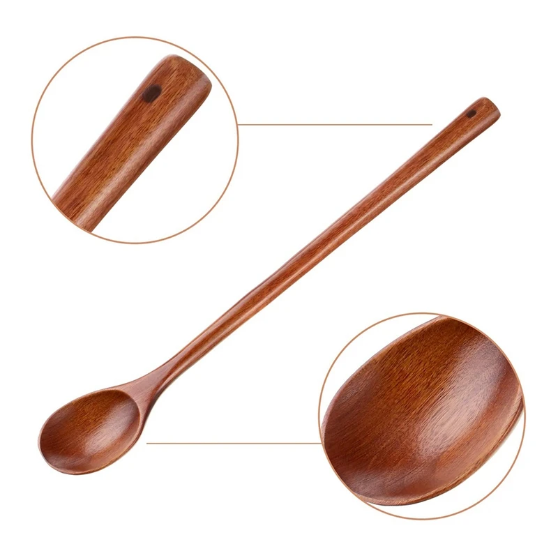

New 3 Pcs Wooden Mixing Spoons Kitchen Soup Serving Spoons Long Handle Cooking Spoons for Kitchen Stirring Serving Cooking