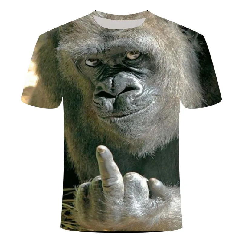 

2021 summer 3D printing T-shirt printing animal monkey gorilla short-sleeved funny design casual T-shirt men 110-6XL