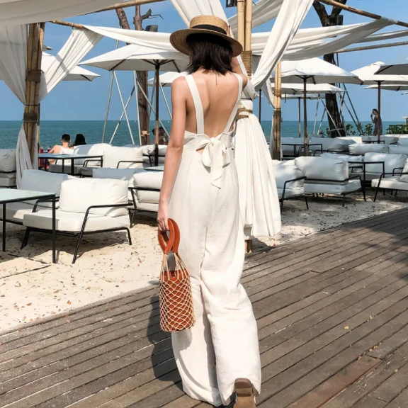 Женский облегающий популярный летний костюм с открытой спиной пляжный