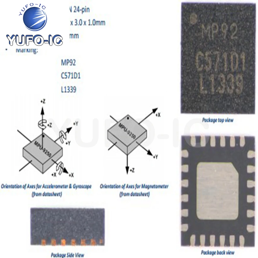 Датчик магнитного поля 2C/SPI 3 шт. MPU-9250 GY-9250 |