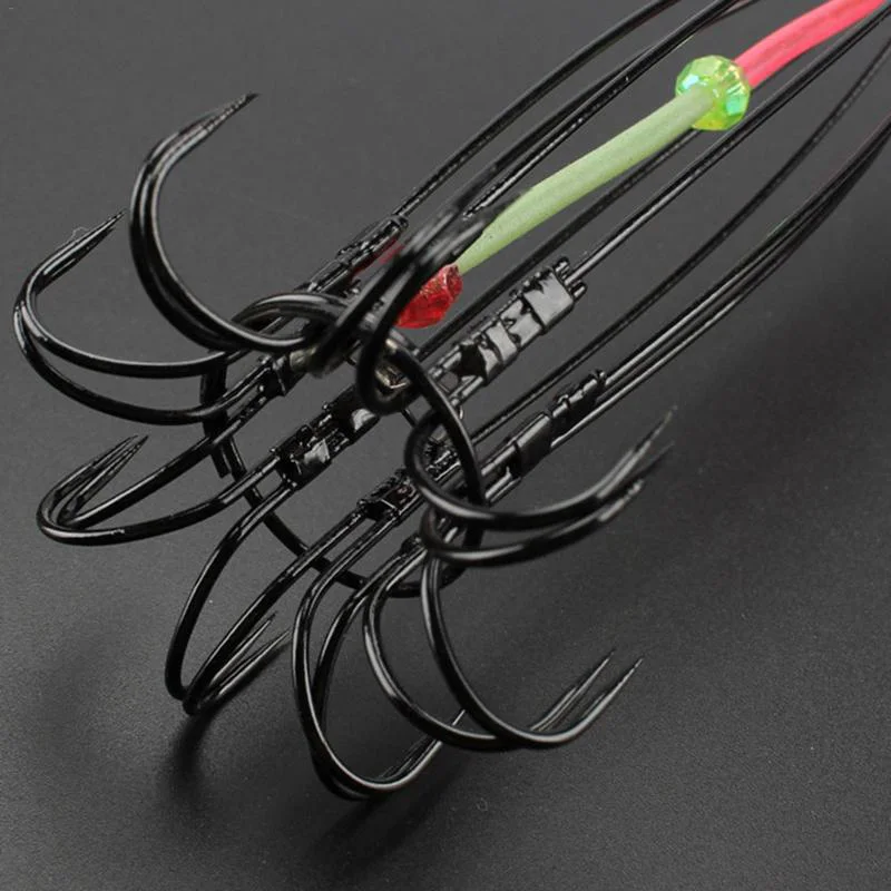 Рыболовные крючки в форме зонтика 8 двойных крючков без зазубрин Steel Explosion