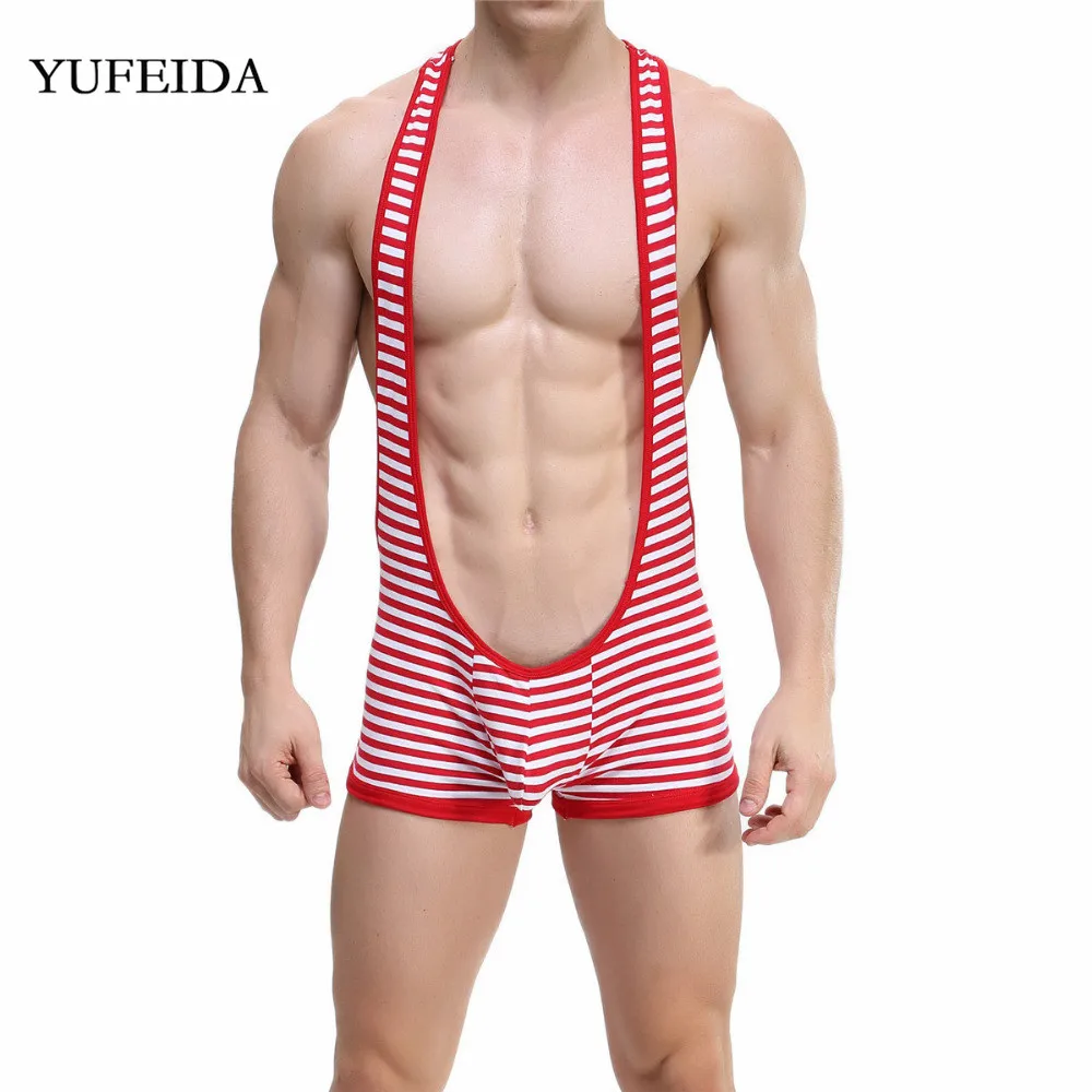 

YUFEIDA Sexy Stretch Mens Undershirts Wrestling Singlet Jumpsuits Bodysuit Gay One Piece Leotard Boxer Shorts Underwear Pajamas