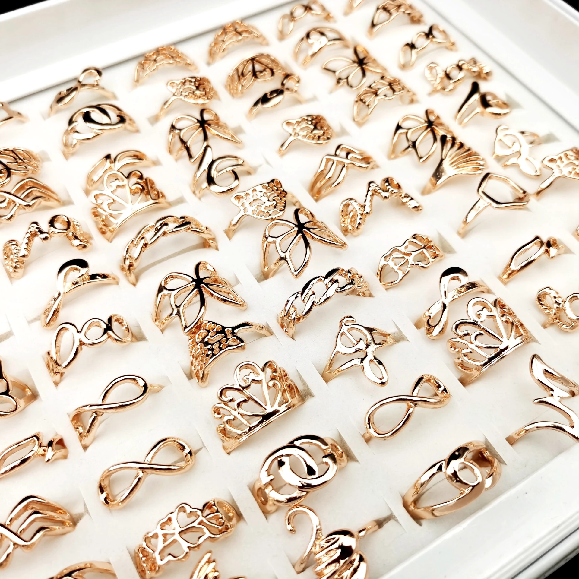 MixMax 10 шт./упак. женские кольца роза золотое покрытие ювелирные изделия вечерние