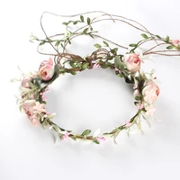 artificial flower elengant bride wreath bracelet bridesmaid wrist flower beach holiday photo props hair accessories headdress