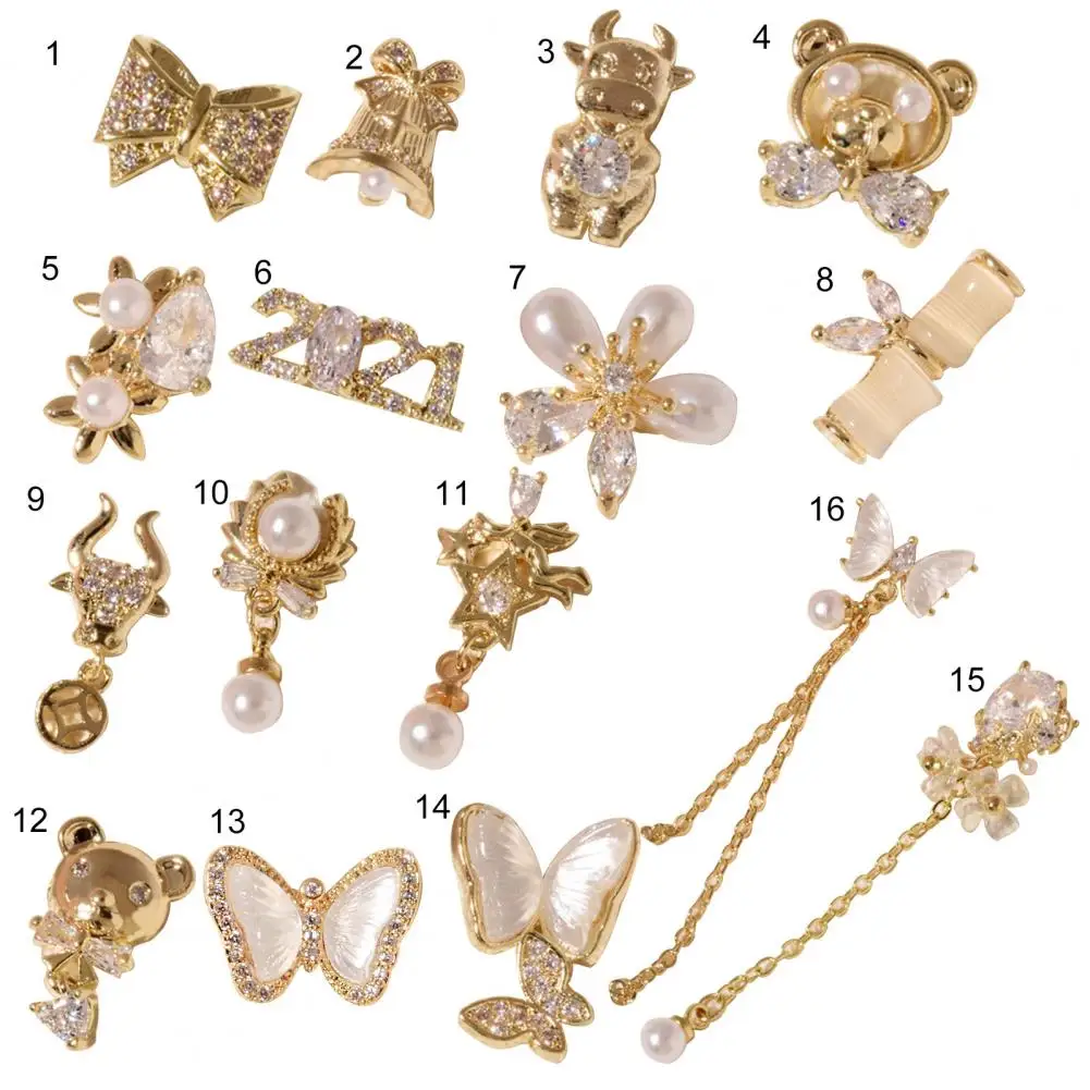 3d-бант цветок кристалл подвеска цепочка украшения для ногтевого дизайна