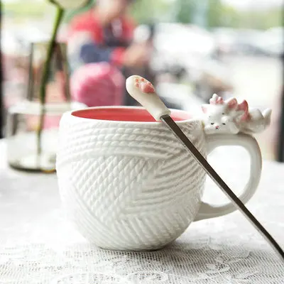 06 Style of Mug Креативная керамическая кружка фарфоровый чайник с фильтр для чашки чая милый 3d рельефная текстура шерсти кошка Мэри стильная кружка кофейная чашка и чайник - Цвет: 06 Style of Mug