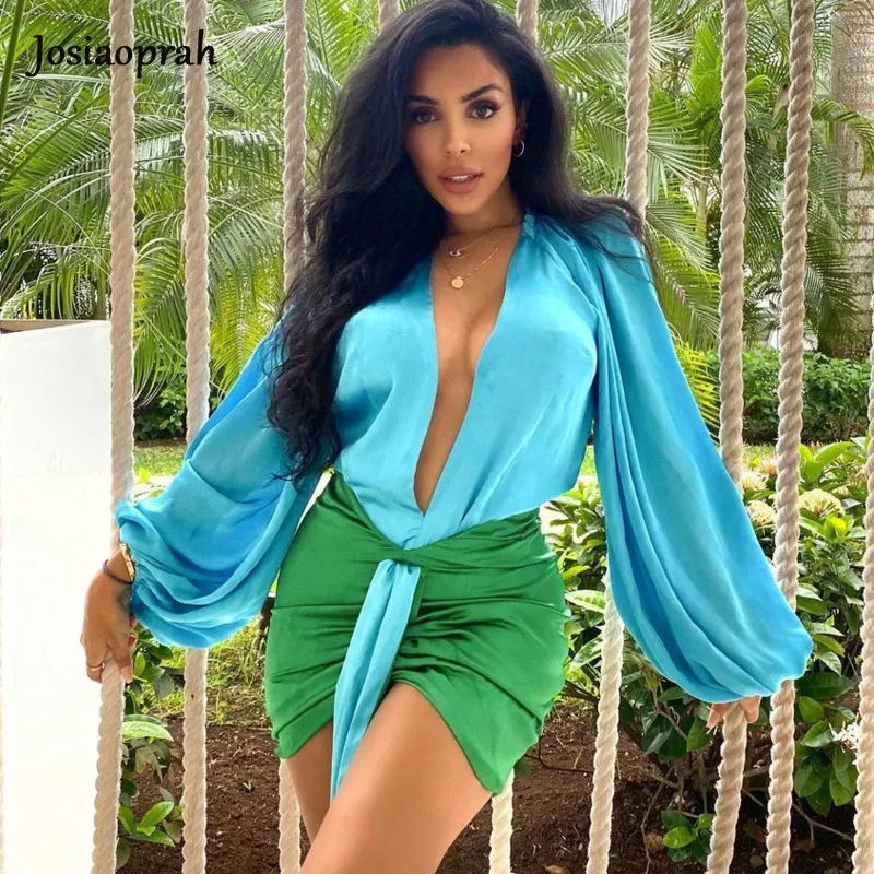 Josiaoprah с буффами на рукавах v-образный Вырез свадебные Сатиновые туфли пикантные