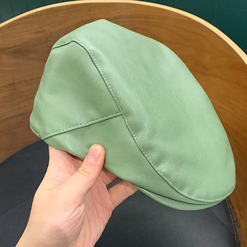 Винтажные однотонные кепки газетчика из искусственной кожи модные элегантные