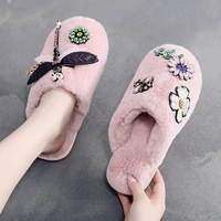 winter couple cotton slippers ladies home thick bottom indoor simple korean bedroom home non slip women wool cotton slippers