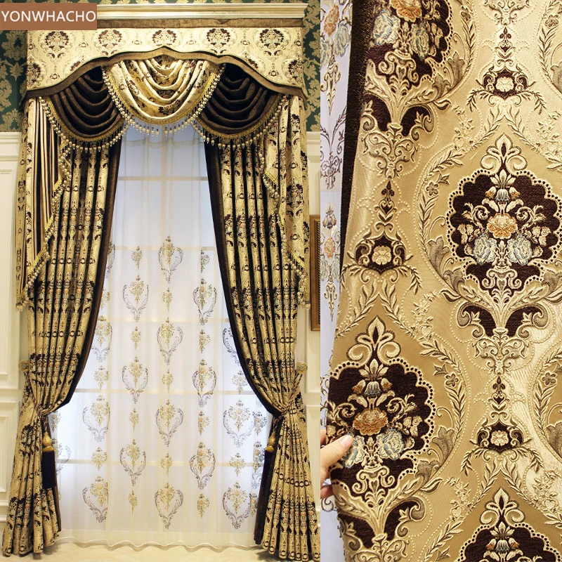 Занавески на заказ роскошная Европейская вилла гостиная плотная шениль