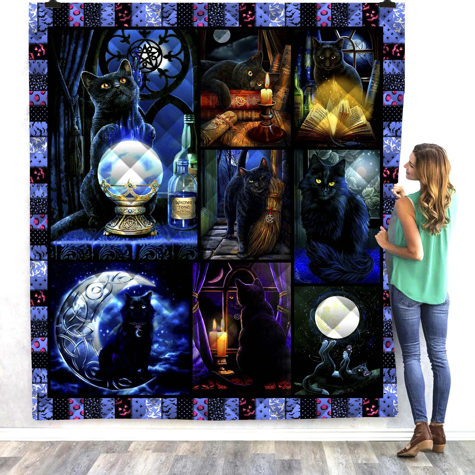 Halloween cat cute 3D Quilt Blanket For Kids Adults Bedding Throw Soft Warm Thin Office With Cotton style-4 |