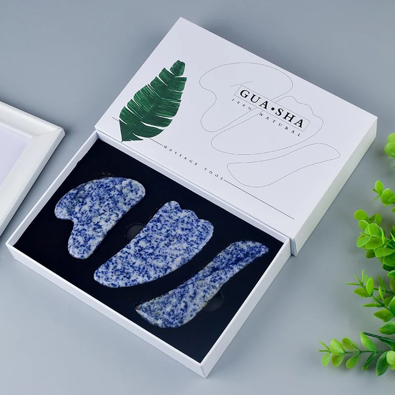 Натуральный Sodalite уход за кожей лица гуаша скребок кристалл камень массаж для Fce
