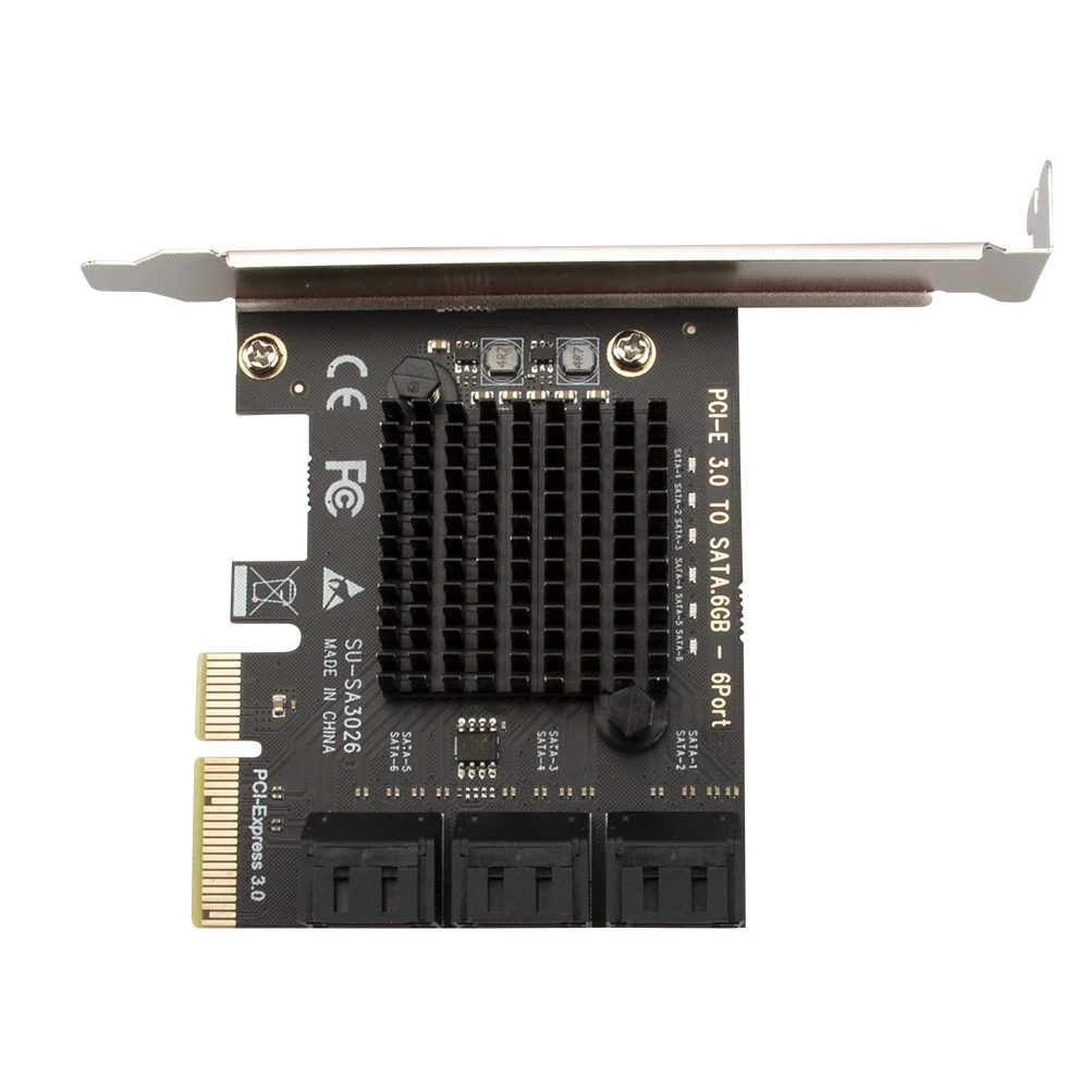 

Плата расширения с 6 портами SATA III на PCIe PCI Express 3,0 4X 6 Гбит/с, адаптер для жесткого диска, рабочего стола, сервера, промышленное оборудование