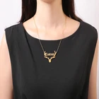 Модные ювелирные изделия олень рога кулон пользовательское имя ожерелья подарок для женщин девушек Золото Серебро чокеры