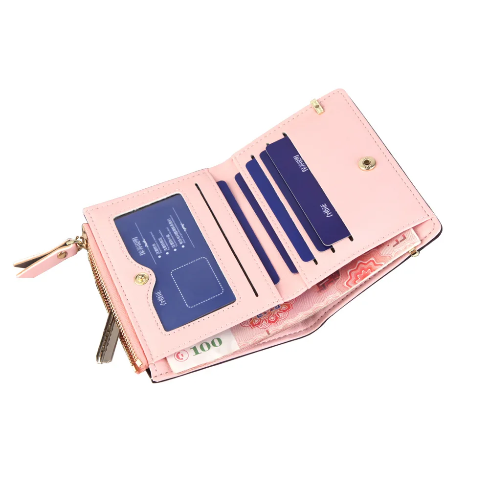 

Women's short wallet 2021 new fashion all-match zipper buckle stitching wallet card holder student multifunctional wallet female