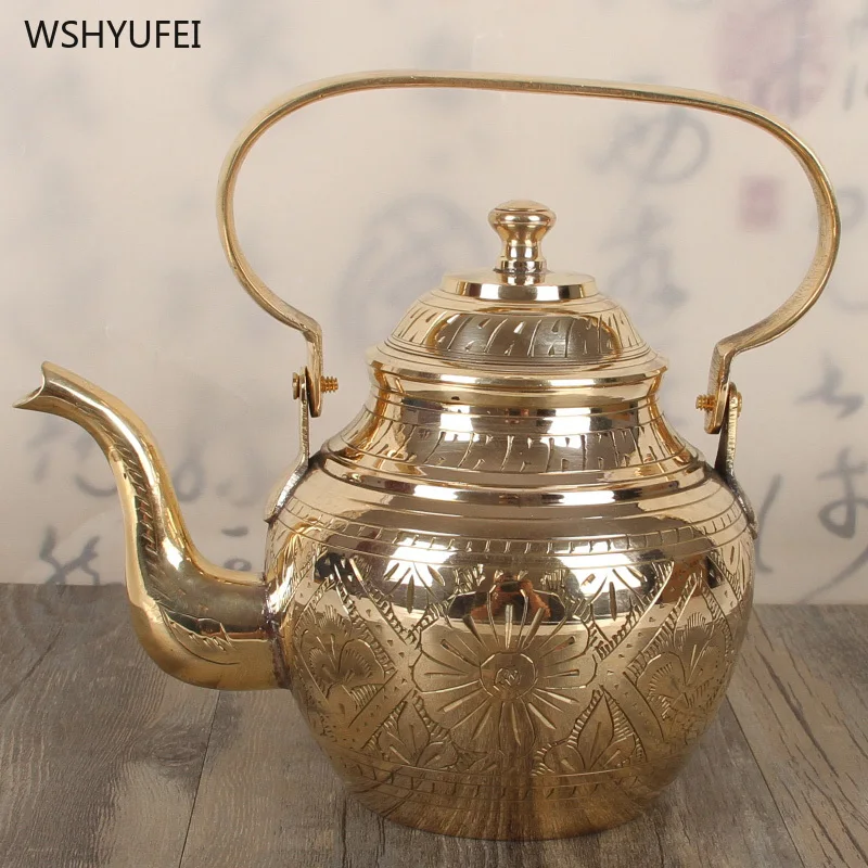 Новый бутиковый ЛАТУННЫЙ ЧАЙНИК домашний чайный набор из чистой меди ручной