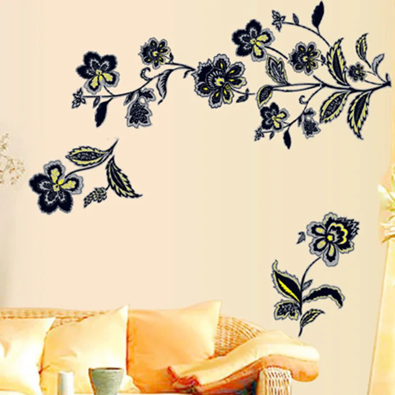 

Black Mandala Flower Vine Butterfly Wall Stickers Home Decor Living Room Furniture Fridge Bedroom Wall Decals Diy Mural Art