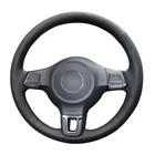 Черная искусственная кожа оплетка чехол рулевого колеса автомобиля для Volkswagen VW Golf 6 VI плюс Polo Tiguan Touran Tiguan Caddy Jetta кобура