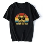 Винтаж Ретро Best Кот Папа Father's Day идея с изображением рок-футболка в стиле Харадзюку уличная Для мужчин футболка летние топы для Для мужчин