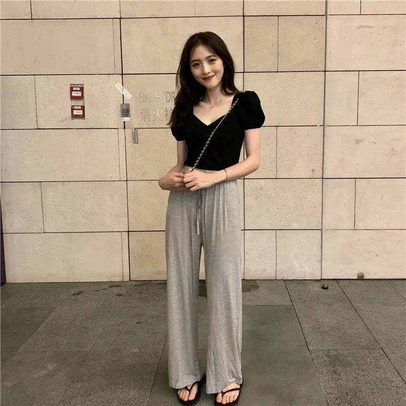 Женская облегающая футболка с коротким рукавом однотонная красная в Корейском