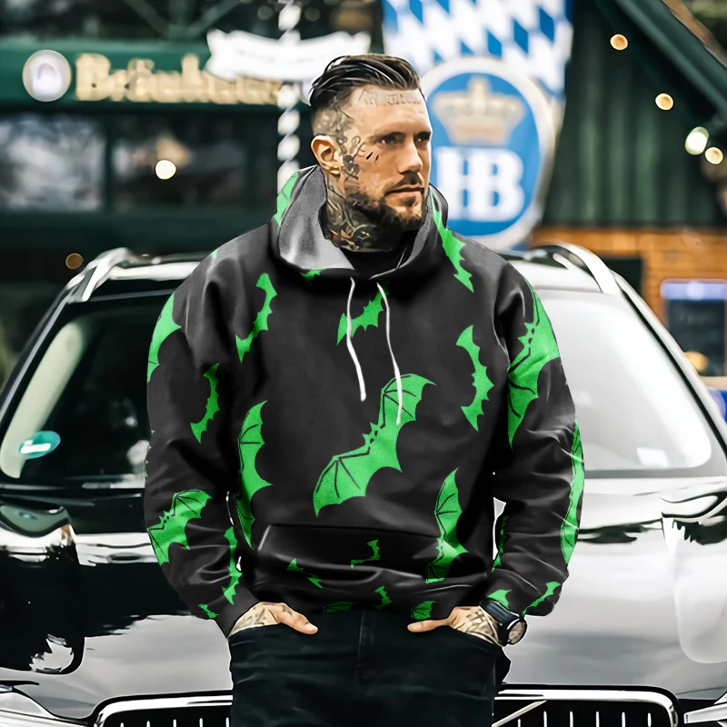 

Men's Sweatshirt New Hoodie 3D Funny Pumpkin Head Bat Print 2021 Plus Size Hoodie Halloween Horror Pattern Costume