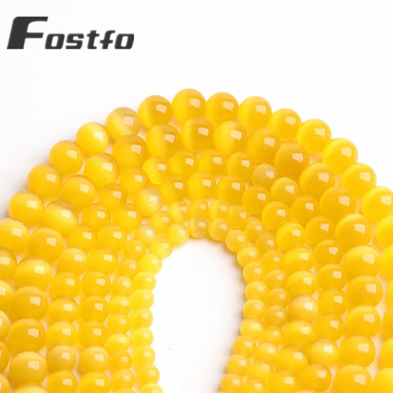 

Nature Stone Yellow Cat Eye Stone Round Beads Round Loose Spacer Beads For Jewelry Making DIY Bracelet 15''Inches 6/8/10mm