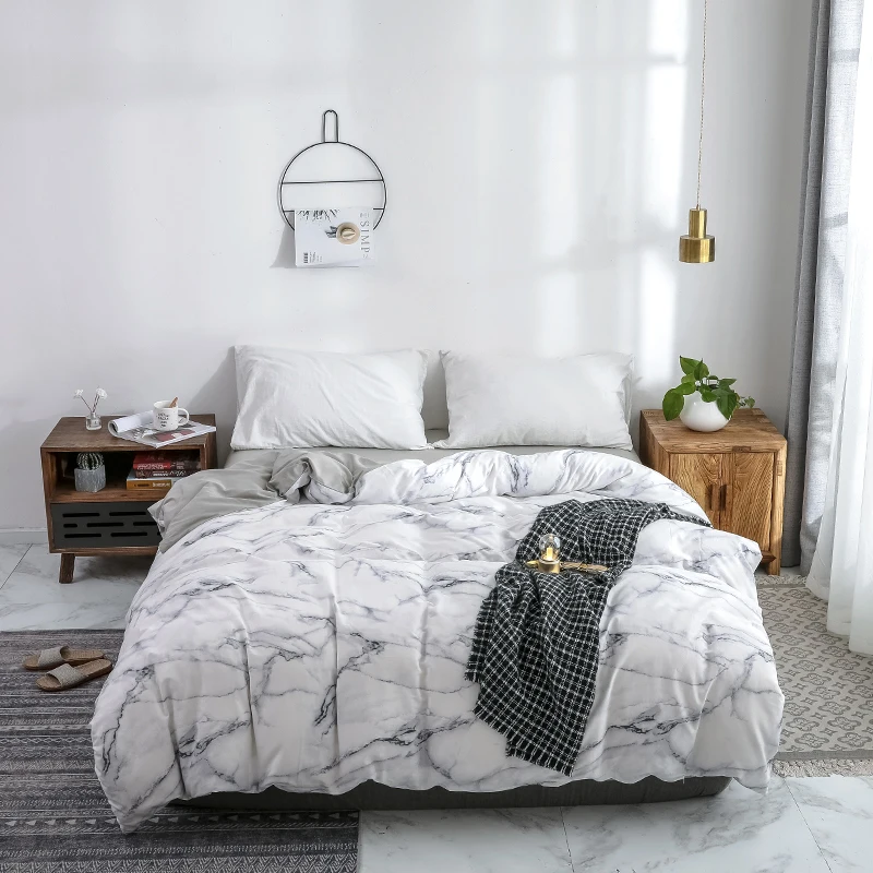 

100% cotton bed linen nordic bed cover Marbled Linens home bedding set double duvet cover set Queen King Quilt Cover Pillow case