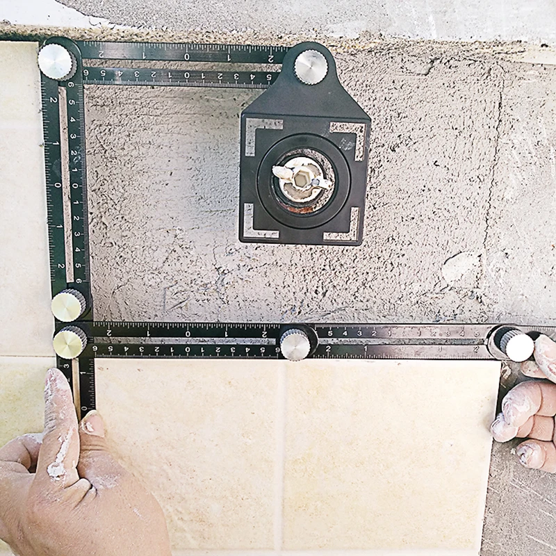 Protractor Locator Tile Opening Positioning Template Multi-function Adjustable Tool Masonry Glass Fixed Punch Angle Measuring Ru |