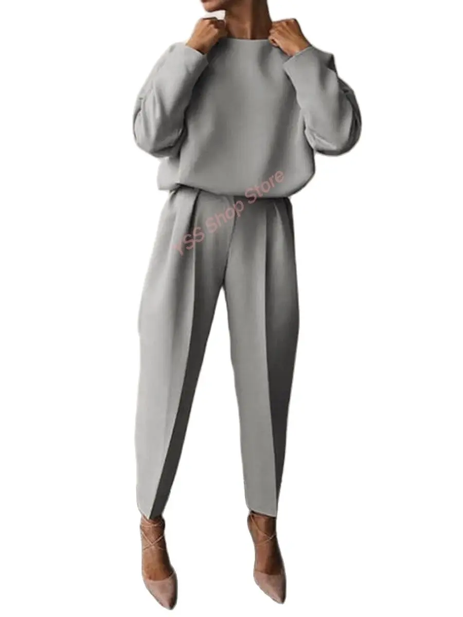 

New Autumn/Winter 2021 Women's Loose Solid Color Long Sleeve Casual Suit YSS Shop Store