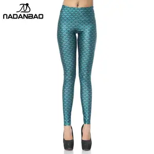 Женские леггинсы с принтом русалки