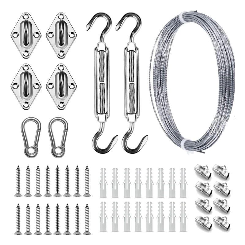 

New Sun Shade Hardware Kit for Rectangle and Square Sun Shade Sails Installation,Anti-Rust Shade Sail Hardware