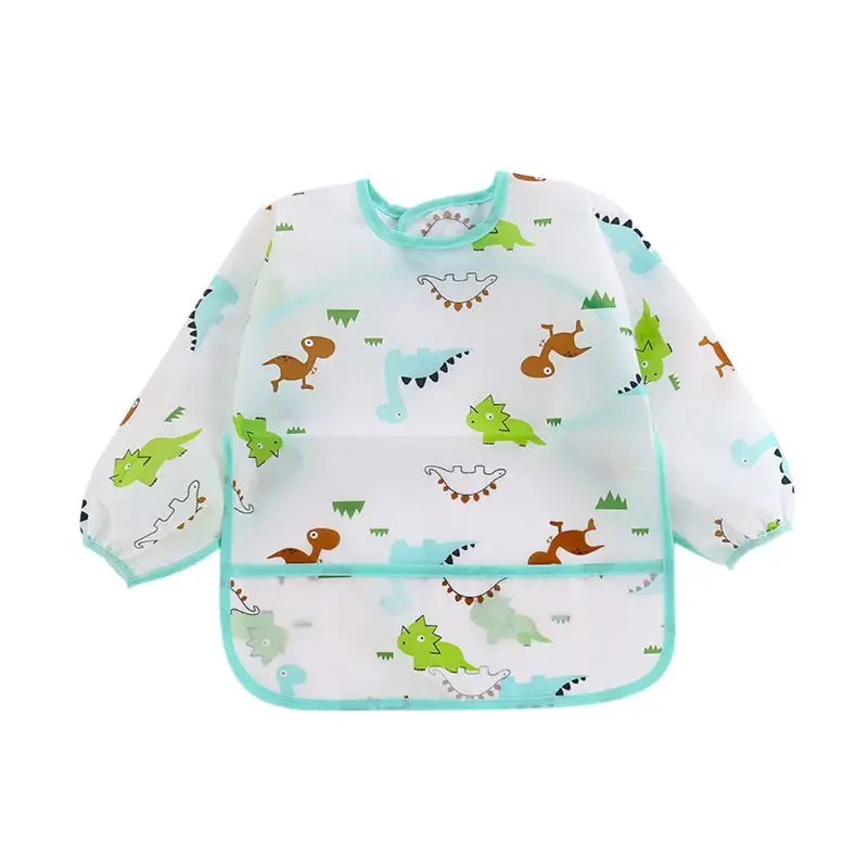 

Unisex Infant Toddler Baby Smock Feeding Accessories Waterproof Cartoon Long Sleeved Bib Burp Cloths Kids
