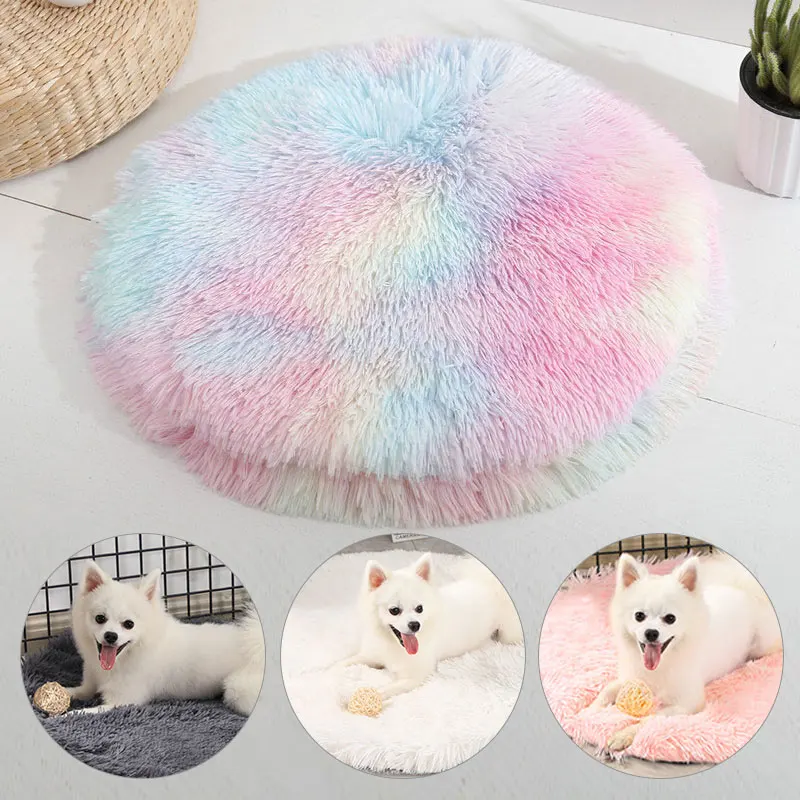

Soft Pet Bed Kennel Dog Round Cat Warm Sleeping Bag Plush Puppy Cushion Mat Soft Fluffy Comfortable Portable Cat Supplies