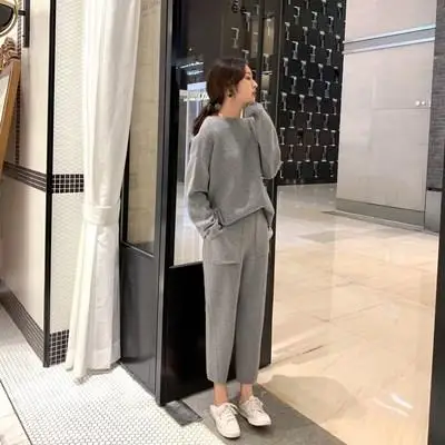 Knitted Tracksuit Knit Pant Female Pants Suit Fashion Women Clothing 2 Piece Set | Женская одежда