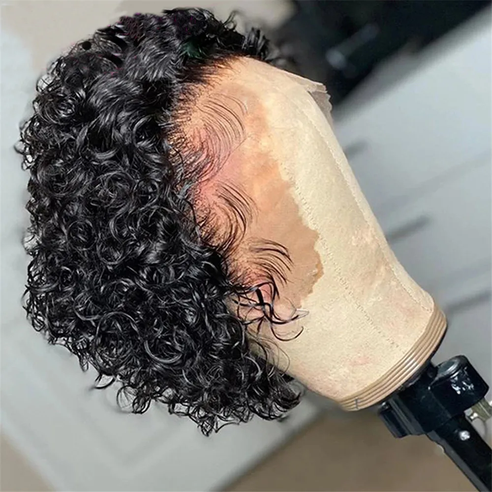 

Pixie Cut Wig Human Hair Short Curly Pre Plucked 4x4 Lace Closure Wigs for Women Brazilian Remy Hair T Part Lace Wigs