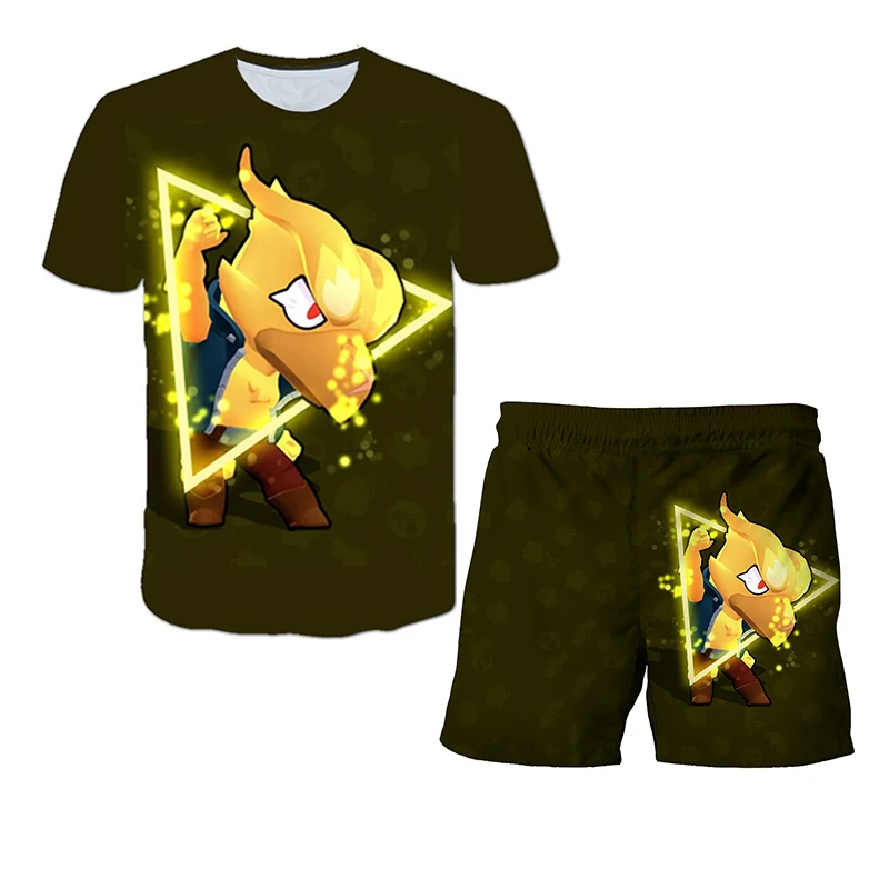 

Clothing Sets Top+shorts 2pcs Suits Stars Leon Crow Tshirt Kids 3D Print Browl Costume T Shirt Short sleeve Cartoon Browls