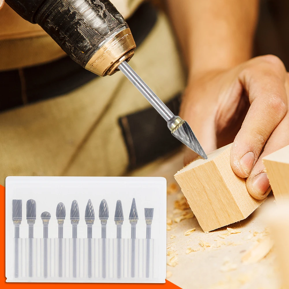 

10pcs Rotary Files Burr Rasp Drill Bits Electric Engraving Grinding Heads