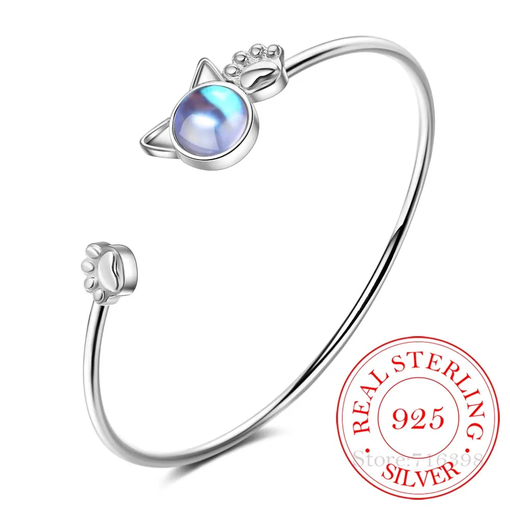 Женский браслет с кошачьими ушками из стерлингового серебра 925 пробы украшение