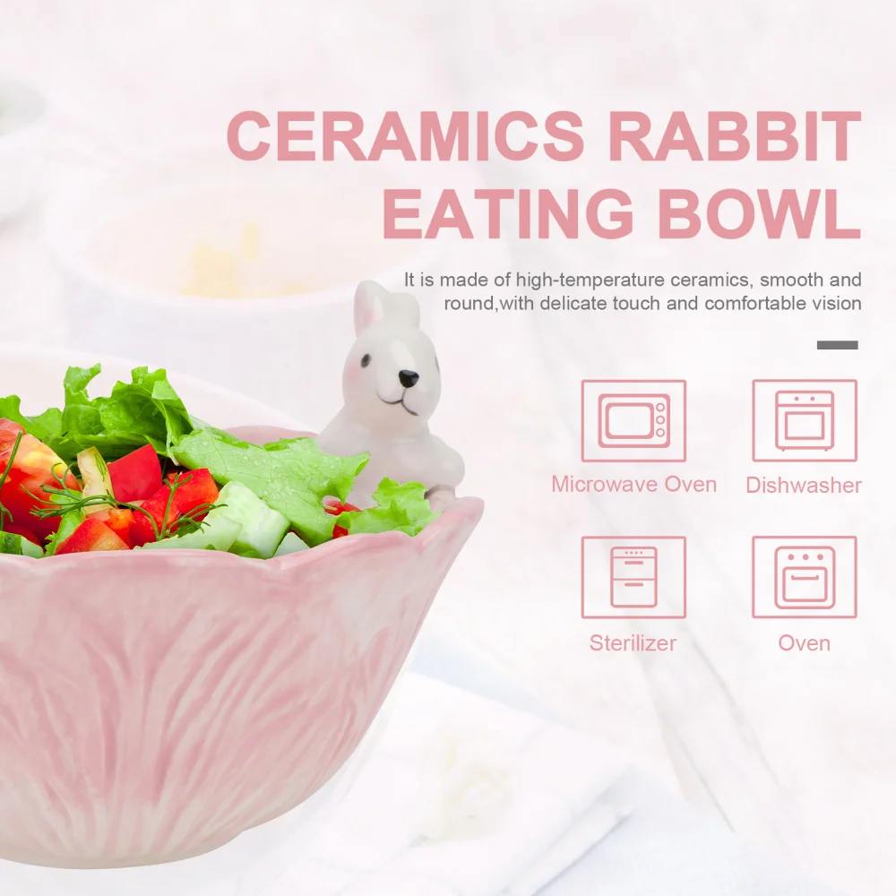 

1Pc Ceramics Rabbit Eating Bowl Adorable Children Bowl Kitchen Tableware