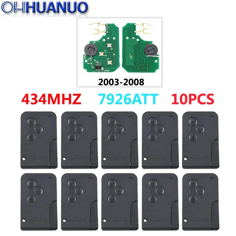 10 шт * смарт карты дистанционный ключ 3 кнопки 434 МГц 7926ATT для Renault Megane Scenic 2003 2008|Ключ