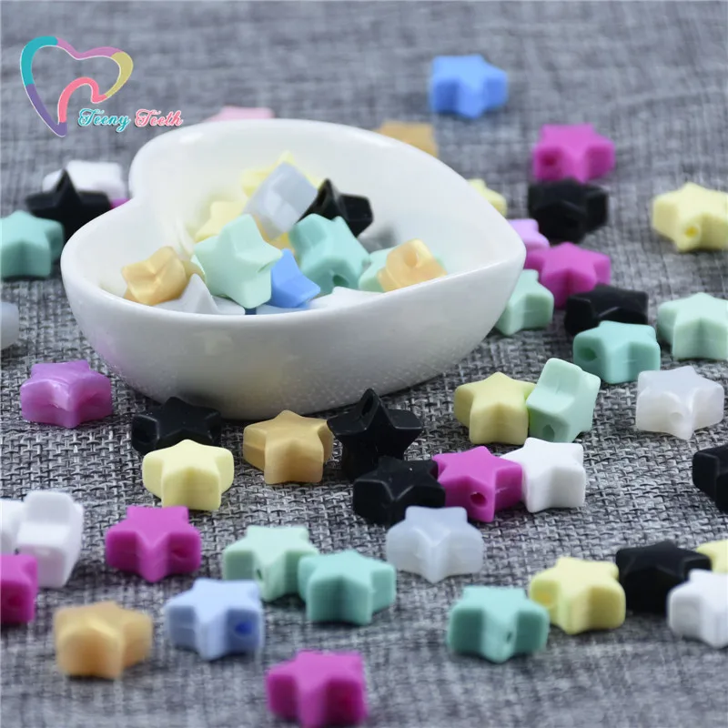 20 шт. 14 мм силиконовый мини-бисер в форме звезды пищевые бусины без БФА для