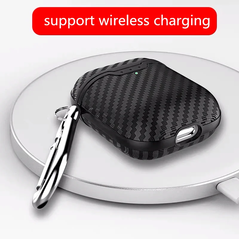 carbon fiber style earphone case for apple airpods 1 2 case business soft tpu full protective case for airpods 2 cover soft case free global shipping