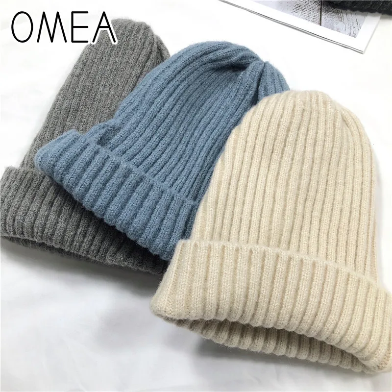 Кашемировые зимние шапки шерстяная шапка теплая мягкая однотонная вязаная