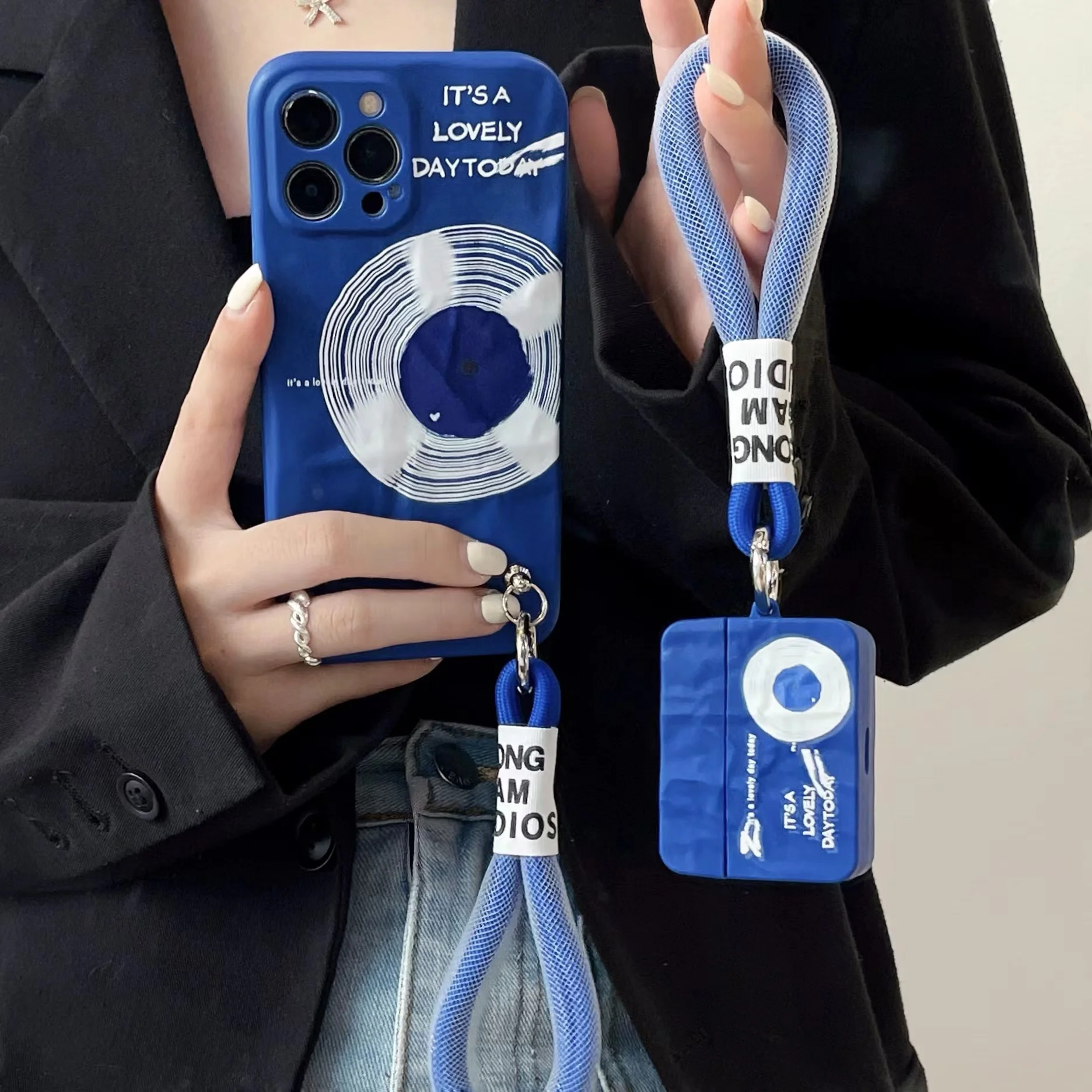 

Fashion IKB Blue CD Origami Case For iPhone 11 12 13 Pro Max Mini 7 8 Plus XR X XS MAX Trend Creative Luxury INS Original Cover