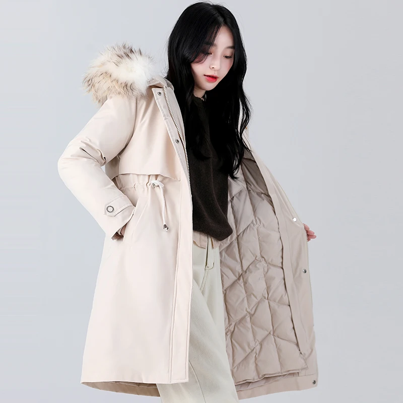 new down jacket mid-length winter jacket women's warm and thick large fur collar parka coat women Korean casual loose jacket