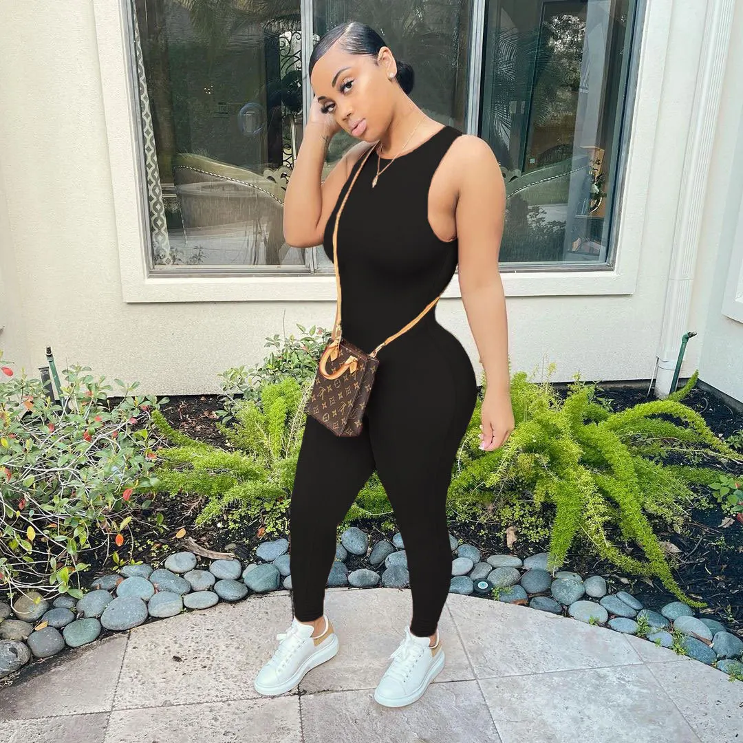 

Y2K Casual Off Shoulder Sexy Bodysuit Women Sleeveless Skinny Bodycon Rompers Womens Jumpsuit Solid Summer Body Suit Hot