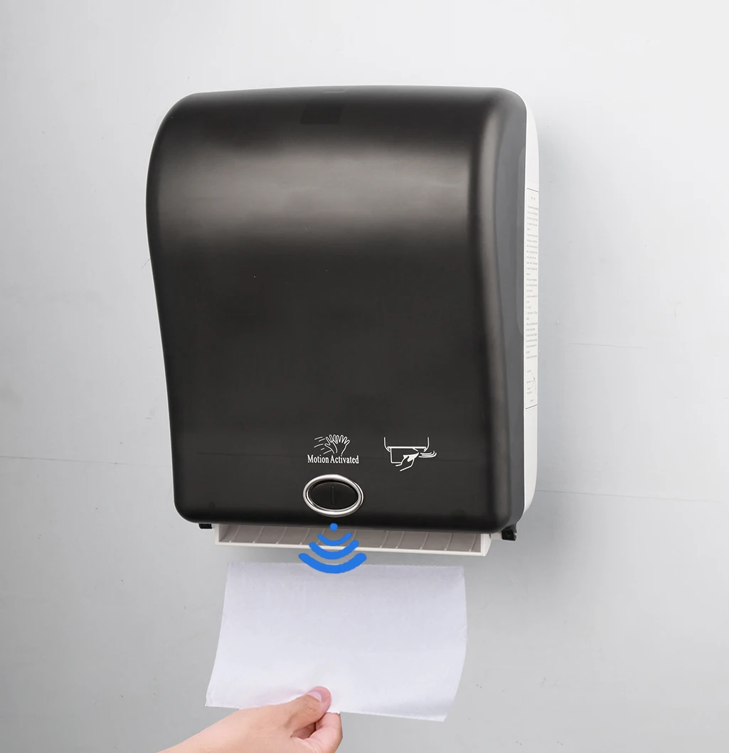 

JIENI Bathroom Hardware Oversized Tissue Box Induction Plastic Black Paper Toilet Paper Wall Mounted