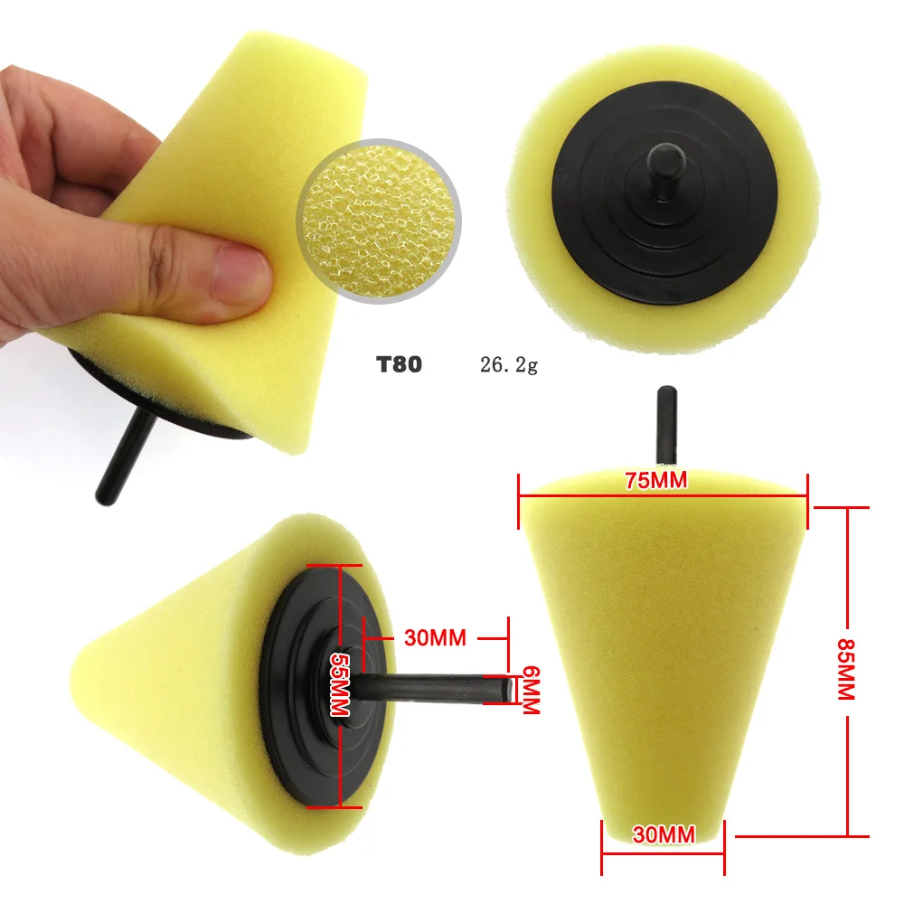 

Car Polish Burnishing Foam Sponge Headlight Polishing Pad Kit Cone Shaped Buffing Pads For Car Polisher Wheel Hub Wholesale