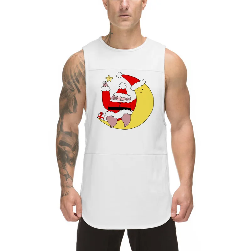 Новый Забавный жилет Санта Клауса Мужская сетчатая рубашка без рукавов для