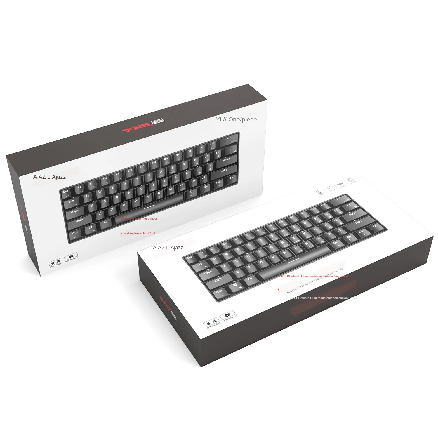 Ajazz I610T синий/черный/красный коммутатор 61 Ключи Bluetooth подключения USB механическая
